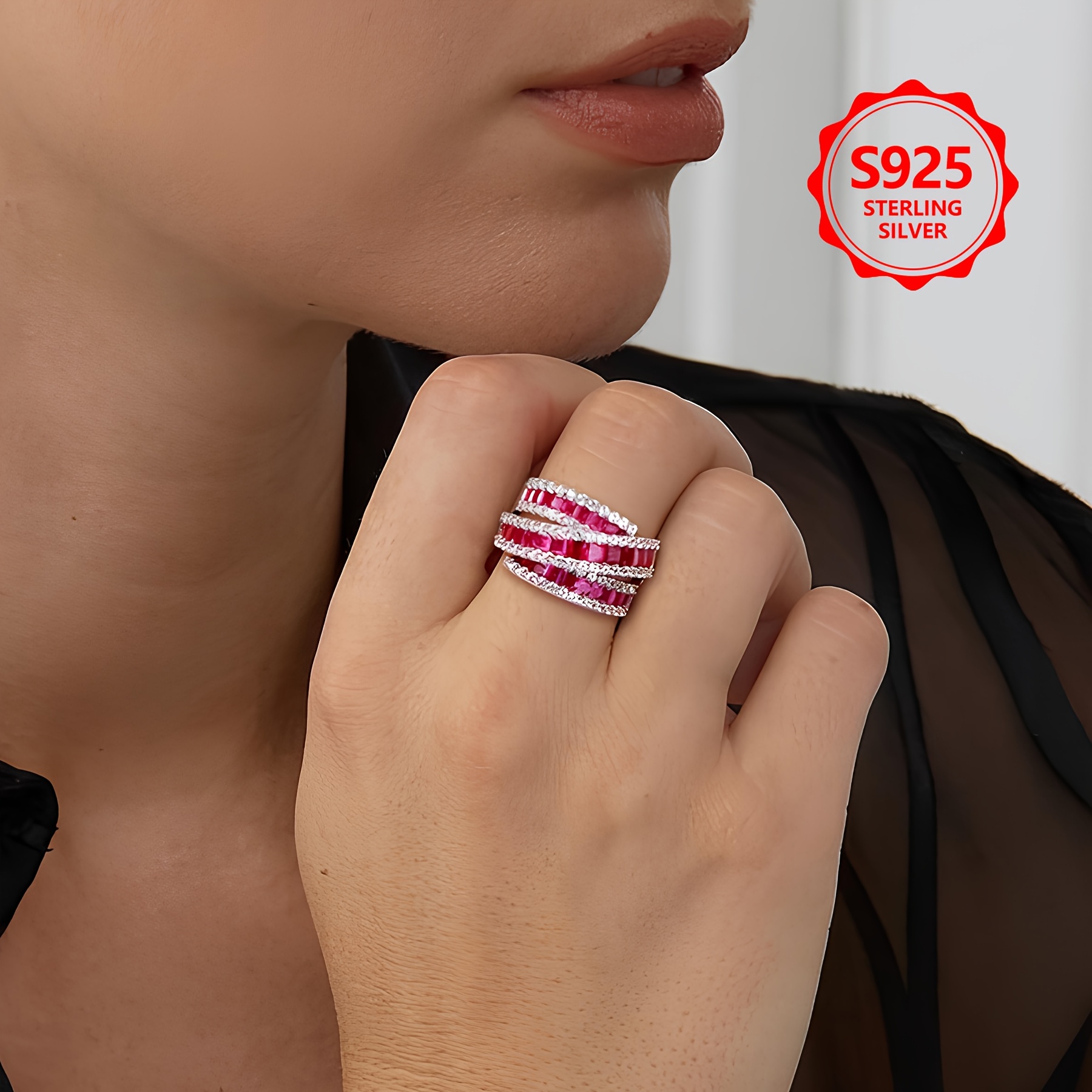 Women's 925 Sterling Silver Vintage Luxury Three-Layer Intertwined Ring